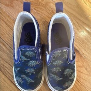Vans Kids Navy Dinosaur Slip-On Sneakers